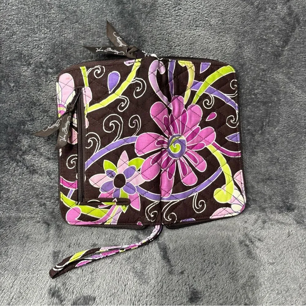 vera bradley large zip around wallet Brown Purple Pinch NWT - Picture 9 of 10